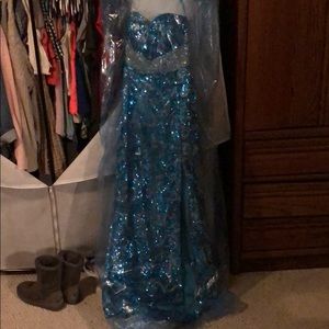 Sequin blue prom dress
